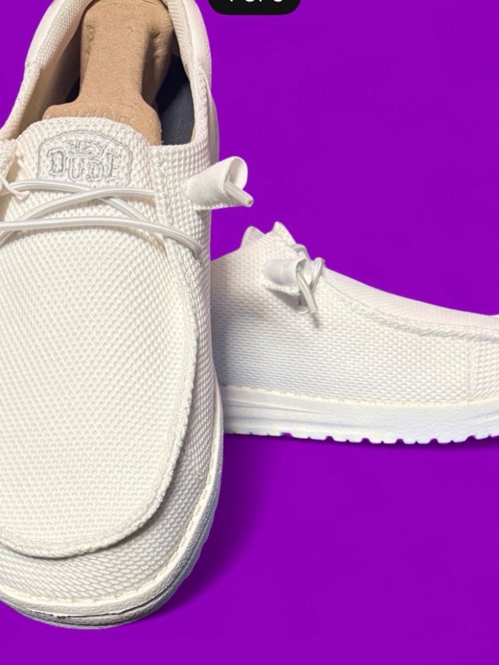 Hey Dude White Canvas Slip-On Loafers for Women - Picture 3 of 6